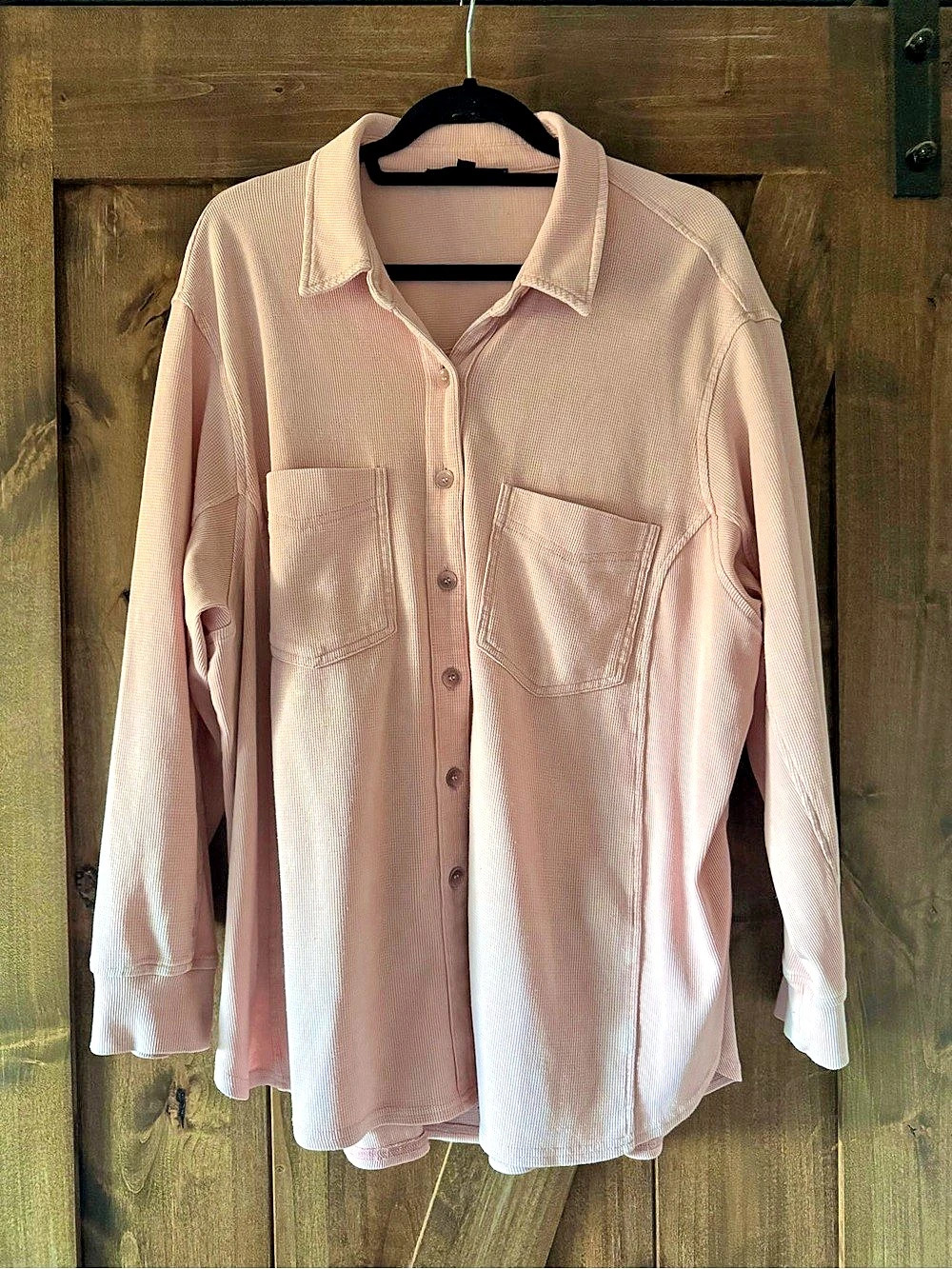 Jane + Delancey Textured Button Down Shirt in Pink